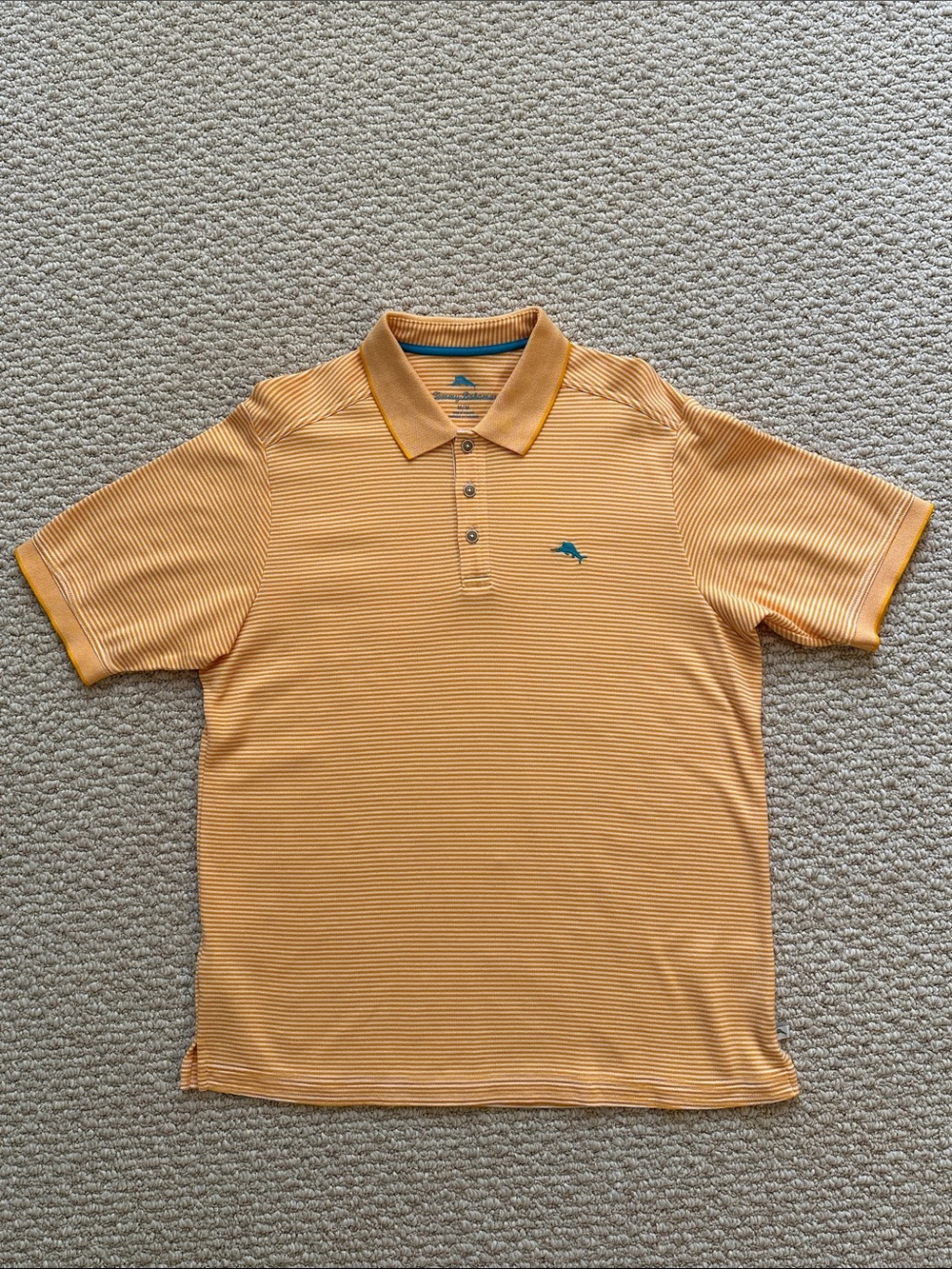 Tommy Bahama Men's Micro-Striped Polo with Teal Logo